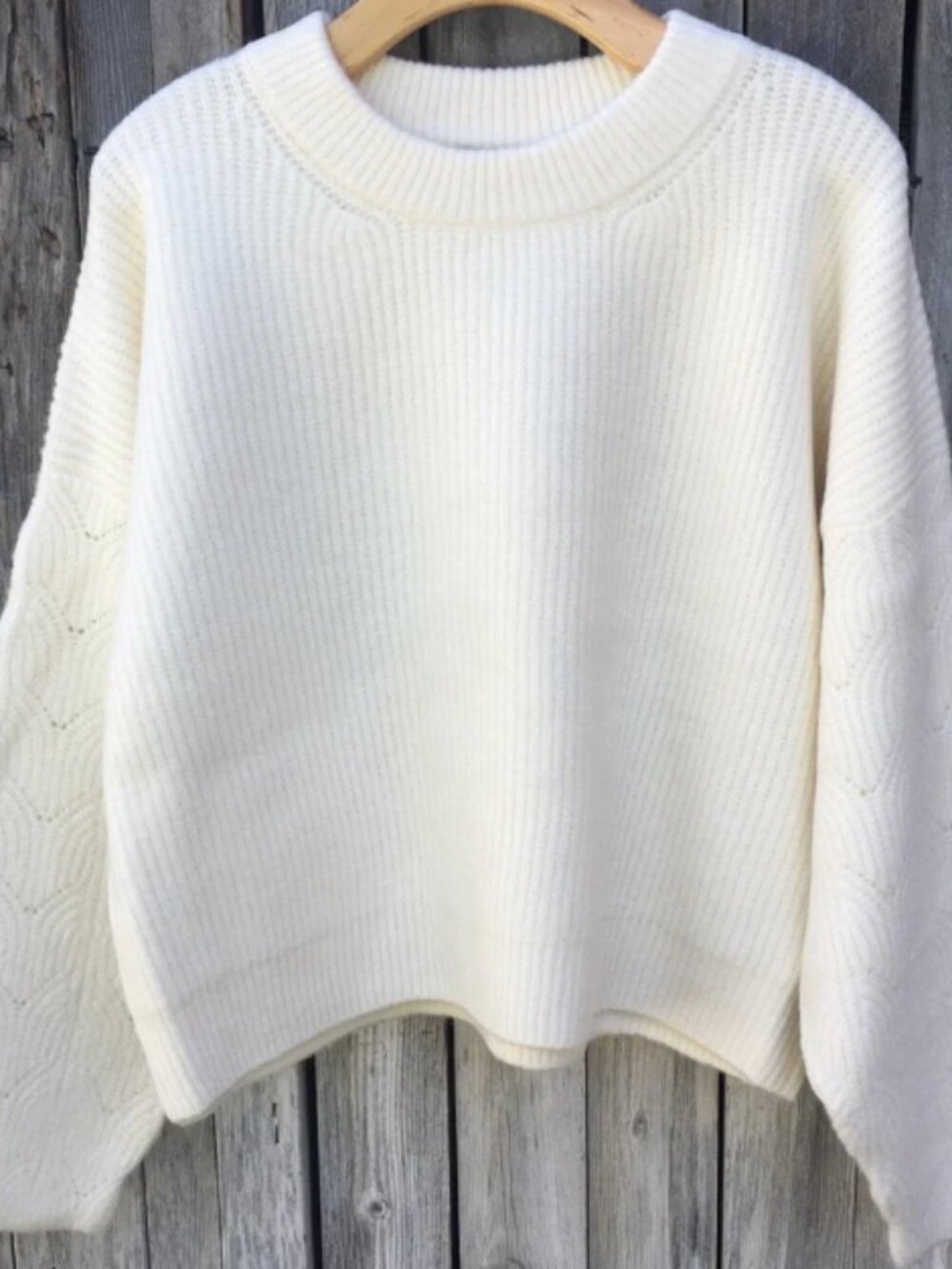 Topshop Cable Knit Sleeve Sweater Ivory L